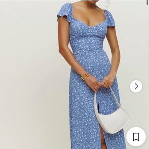 Reformation Sky Blue Floral Midi Dress